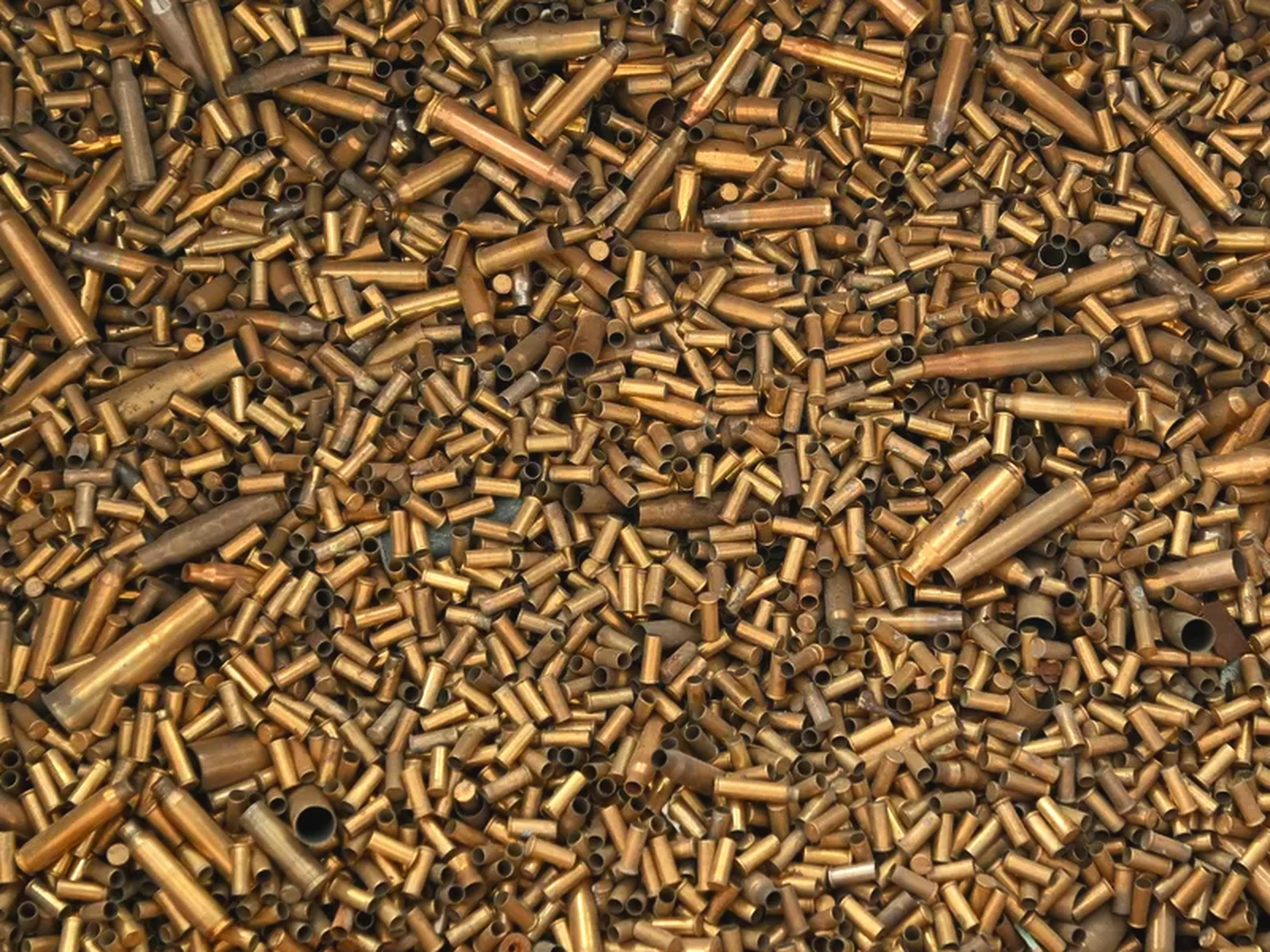 A crate of sorted brass cartridge cases at CMR Recycling, Mackay