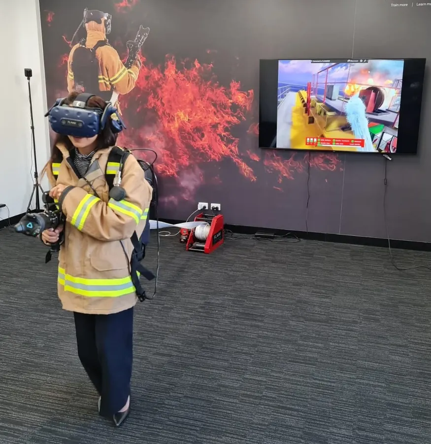 Testing a FLAIM virtual reality firefighter training headset